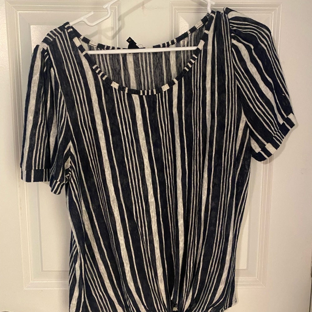 Blue and White Casual Top
